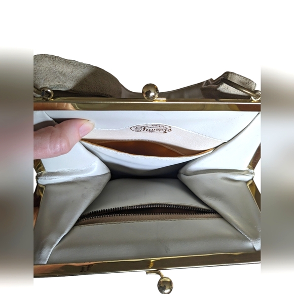 VTG 1960s Bags By Francois of California Purse - Beige With Gold Kiss Lock - Picture 6 of 10